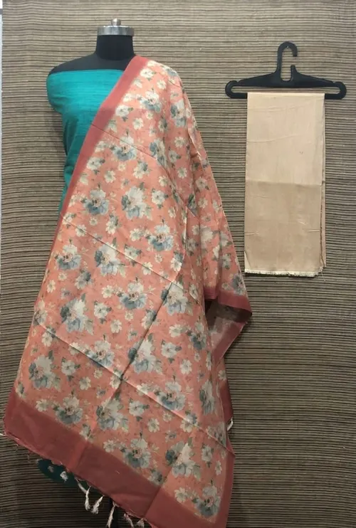 Elegant Ghicha Tussar Silk Plain Suit Material – Handwoven Natural Texture